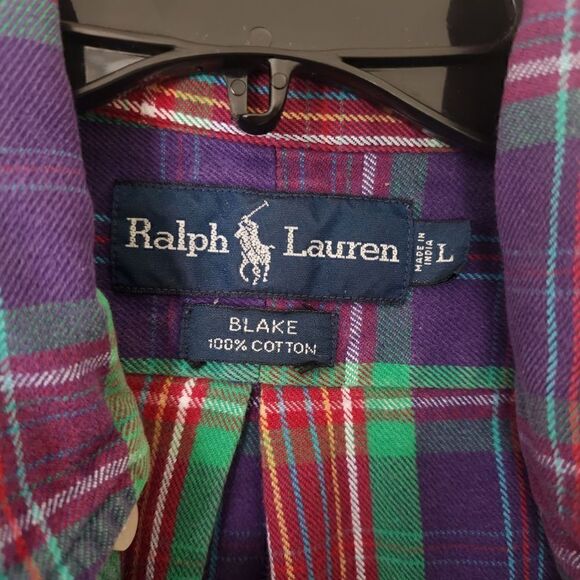 Ralph Lauren Blake plaid button up cotton shirt shirt L - Picture 3 of 4